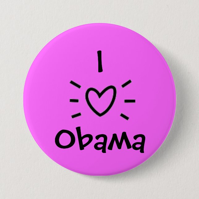 MACARON ROND 7,6 CM I "COEUR" OBAMA ! (Devant)