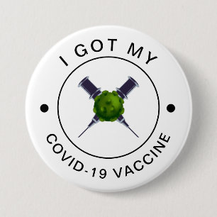 Macaron Rond 7,6 Cm I Got My Covid-19 Vaccination Motivational Syringe
