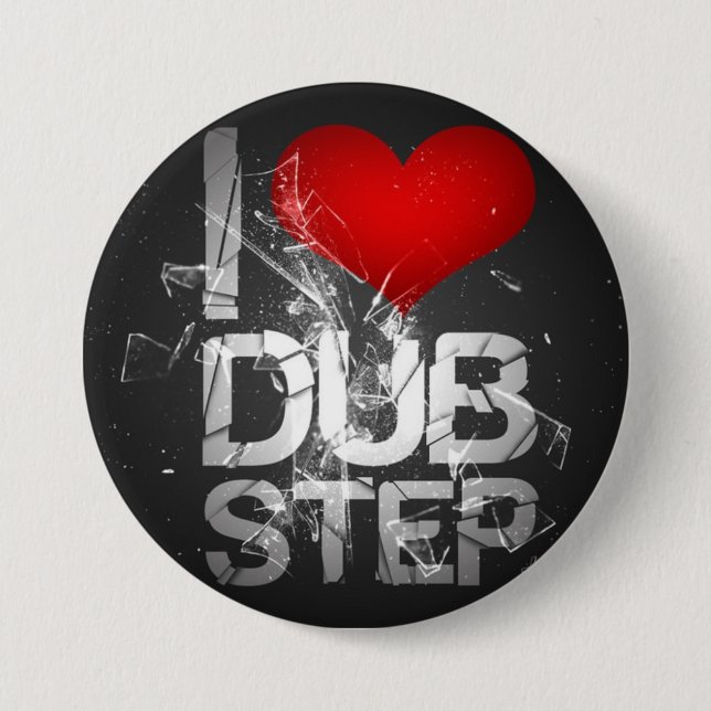 Macaron Rond 7,6 Cm I Love Dubstep (Devant)