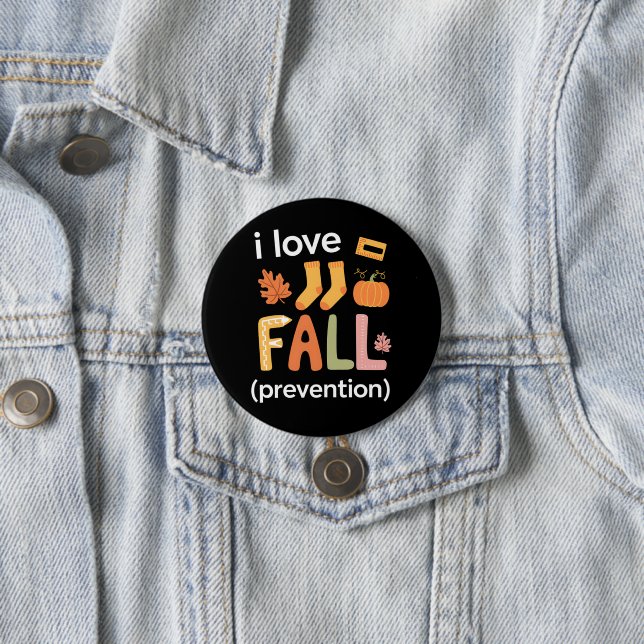 Macaron Rond 7,6 Cm I Love Fall Prevention (En situation)