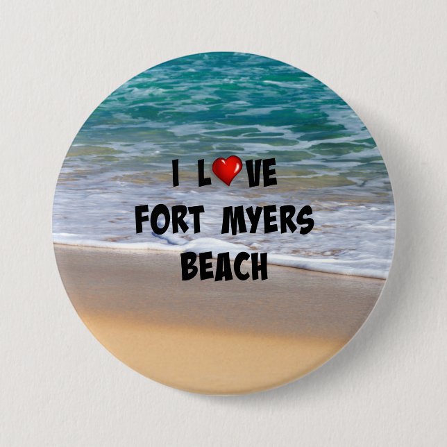 Macaron Rond 7,6 Cm I Love Fort Myers Beach (Devant)