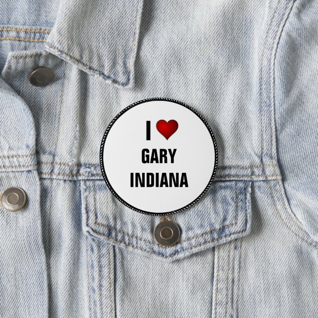 Macaron Rond 7,6 Cm I Love Gary, Indiana Button (En situation)