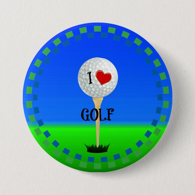 Macaron Rond 7,6 Cm I Love Golf (Devant)