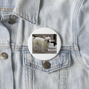 Macaron Rond 7,6 Cm I Love my french bulldog white