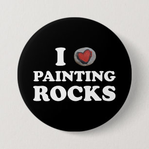 Macaron Rond 7,6 Cm I Love Painting Rocks Cute Rock Peintre