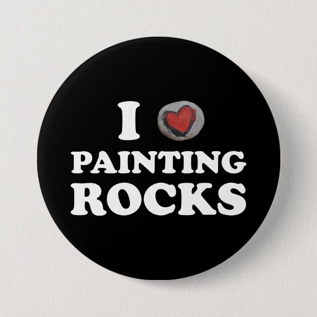 Macaron Rond 7,6 Cm I Love Peinture Rocks Cute Rock Peintre (Devant)