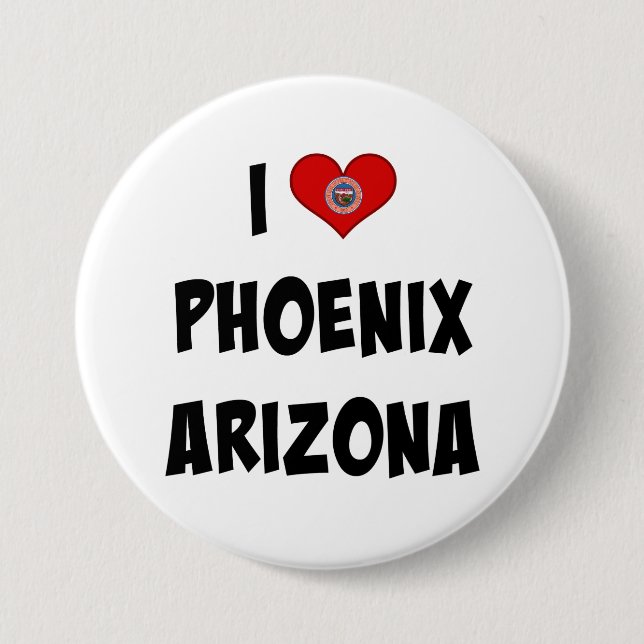 Macaron Rond 7,6 Cm I Love Phoenix, Arizona (Devant)
