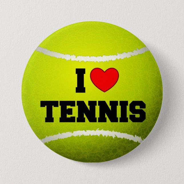 Macaron Rond 7,6 Cm I Love Tennis - balle de tennis - pelouse (Devant)