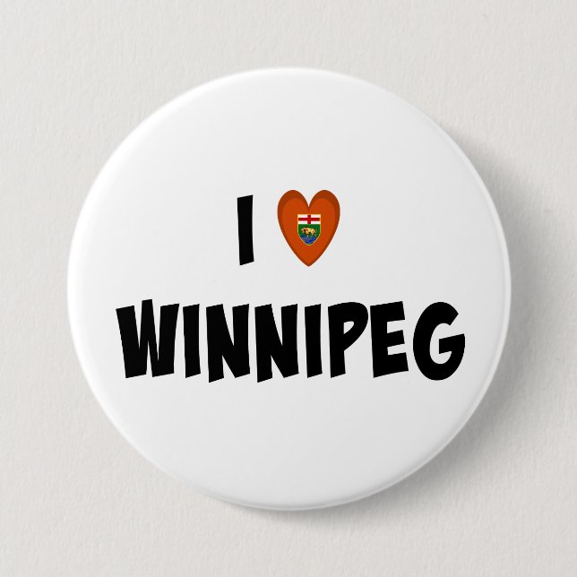 Macaron Rond 7,6 Cm I Love Winnipeg (Devant)