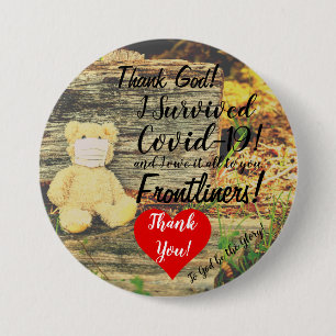 Macaron Rond 7,6 Cm I Survived COVID-19 Badge...