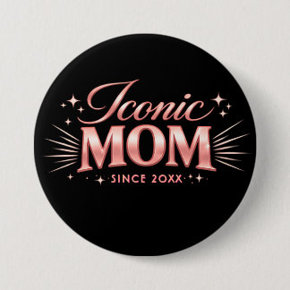 Macaron Rond 7,6 Cm Icône Maman Personnalisée Depuis 20XX Typographie 