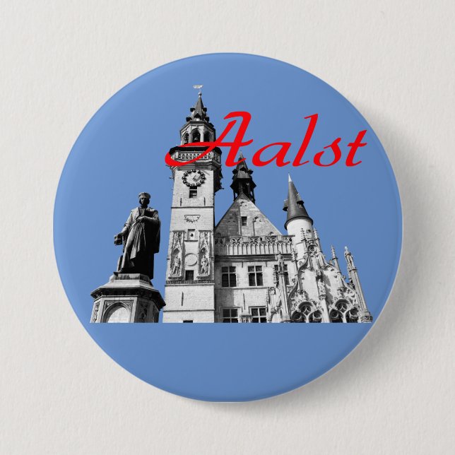 Macaron Rond 7,6 Cm Icônes d'Aalst, Belgique Souvenir (Devant)