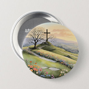 Macaron Rond 7,6 Cm illustration d'art de lever de soleil de Pâques