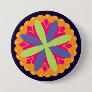 Macaron Rond 7,6 Cm Illustration de formes florales orange