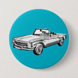 Macaron Rond 7,6 Cm Illustration de la voiture convertible Mercedes Be