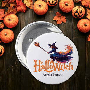 Macaron Rond 7,6 Cm Illustration de sorcière colorée HalloWitch