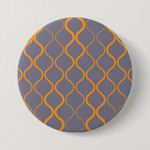 Macaron Rond 7,6 Cm Illustration ondulée jaune, rétro, cool et tendanc