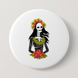 Macaron Rond 7,6 Cm Illustré La Catarina pour le jour des morts