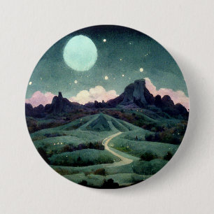 Macaron Rond 7,6 Cm Imaginaire du paysage lunaire