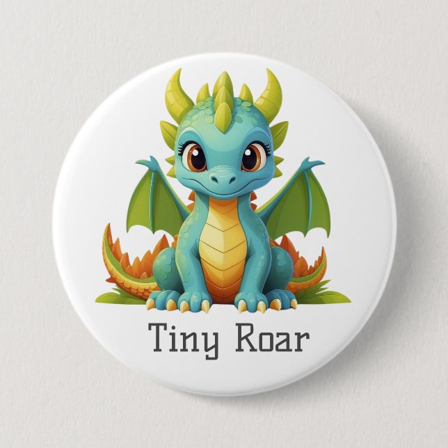 Macaron Rond 7,6 Cm Imaginaire minuscule Dragon Bouton bébé (Devant)