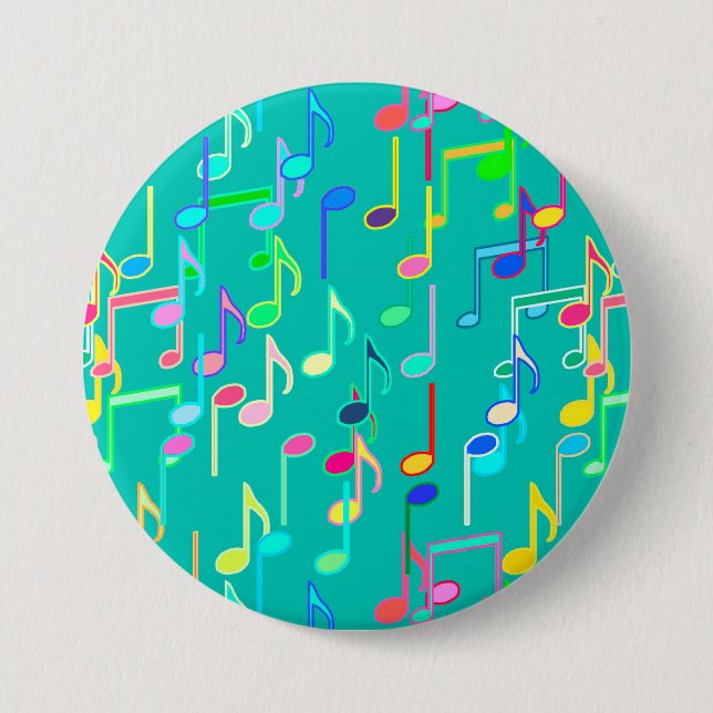 Macaron Rond 7,6 Cm Impression musicale - turquoise, multi (Devant)