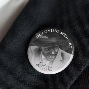 Macaron Rond 7,6 Cm In Loving Memory   Photo Memorial Funeral Button