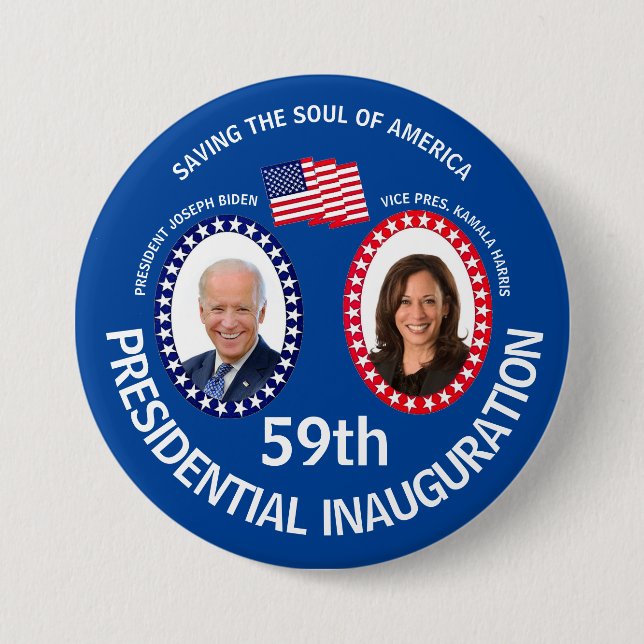 Macaron Rond 7,6 Cm Inauguration de Biden Harris (Devant)