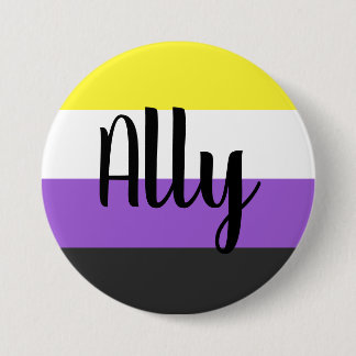 Macaron Rond 7,6 Cm Indicateur Ally non binaire