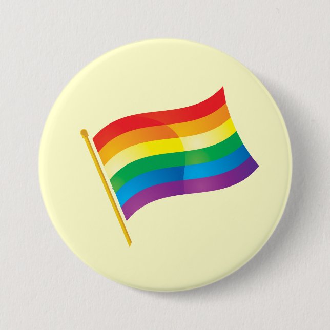 Macaron Rond 7,6 Cm Indicateur gay pride (Devant)