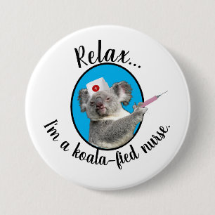 Macaron Rond 7,6 Cm Infirmière de Koala-fied
