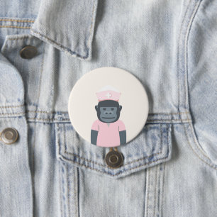 Macaron Rond 7,6 Cm Infirmière Gorilla