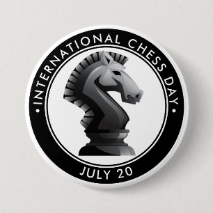 Macaron Rond 7,6 Cm International Chess Day, HORSE