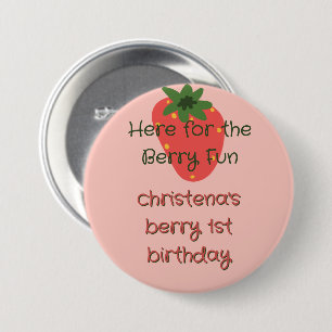 Macaron Rond 7,6 Cm Invité au premier anniversaire de Berry