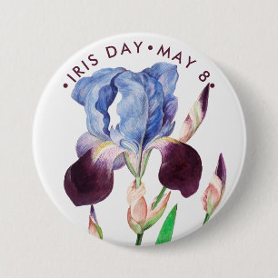 Macaron Rond 7,6 Cm Iris Day, iris violet vintage