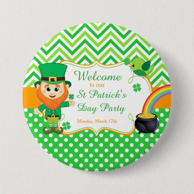 Macaron Rond 7,6 Cm Irish Leprechaun St Patrick's Day Party (Devant)