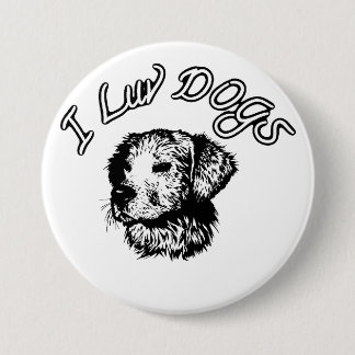 Macaron Rond 7,6 Cm " J'adore les chiens "
