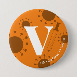 Macaron Rond 7,6 Cm J'ai eu le vaccin Covid-19 Bright Orange