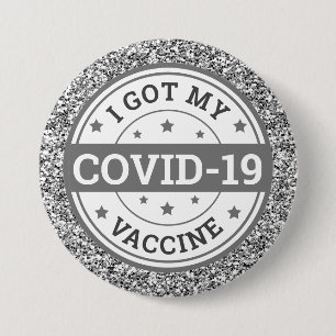 Macaron Rond 7,6 Cm J'ai eu mon vaccin contre la Covid-19 Paillettes g