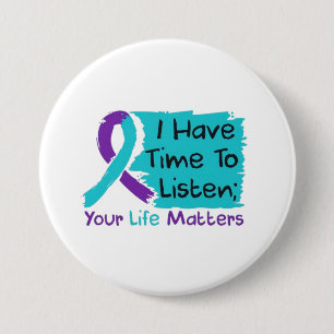 Macaron Rond 7,6 Cm 💜 J'ai le temps d'écouter ; votre vie compte