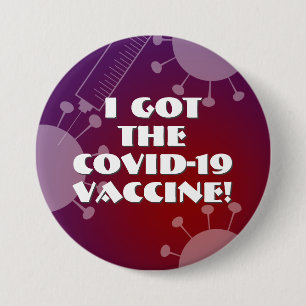 Macaron Rond 7,6 Cm J'ai le vaccin Convid-19 Purple & Red Ombre
