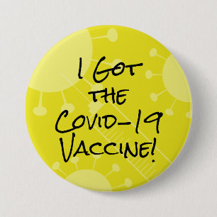 Macaron Rond 7,6 Cm J'ai le vaccin Covid-19 Bold Jaune