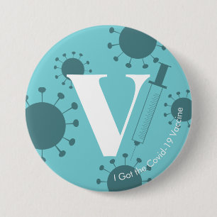 Macaron Rond 7,6 Cm J'ai reçu le vaccin Covid-19 Subtle Turquoise