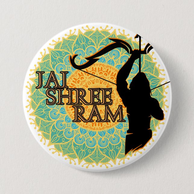 Macaron Rond 7,6 Cm Jai Shree Ram (Devant)