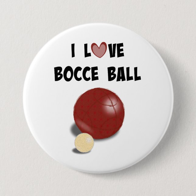Macaron Rond 7,6 Cm J'Aime Bocce Ball (Devant)