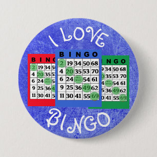 Macaron Rond 7,6 Cm J'aime le bouton de cartes de BINGO-TEST