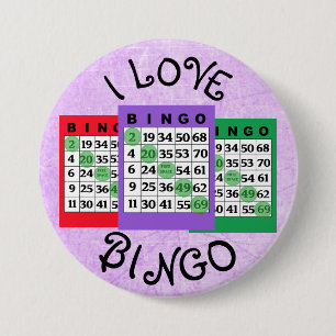 Macaron Rond 7,6 Cm J'aime le bouton de cartes de BINGO-TEST