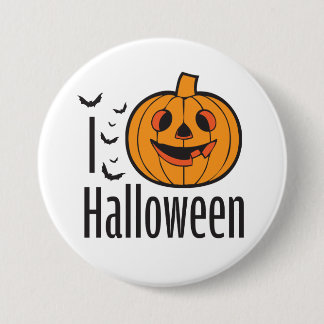 Macaron Rond 7,6 Cm J'AIME le bouton de HALLOWEEN
