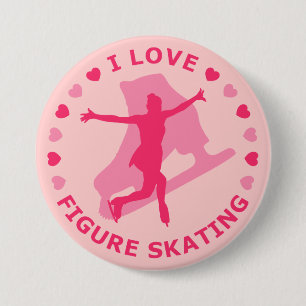 Macaron Rond 7,6 Cm J'aime le patinage artistique