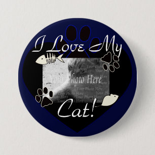 Macaron Rond 7,6 Cm J'aime mon bouton de chat