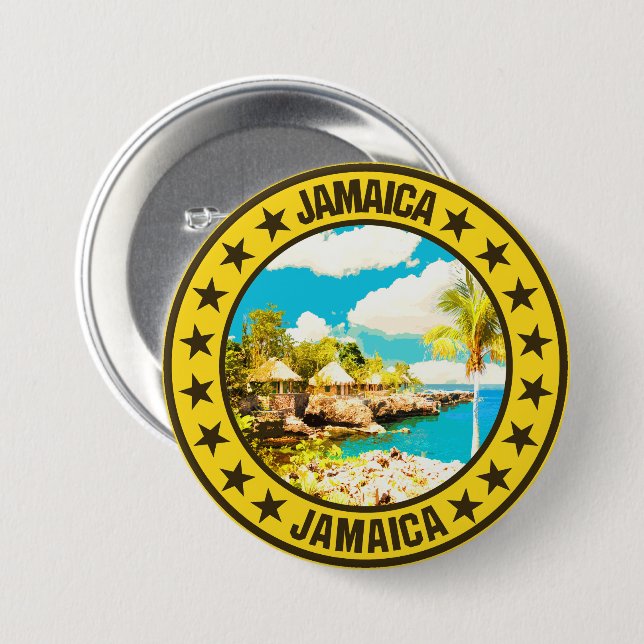Macaron Rond 7,6 Cm Jamaïque (Devant & derrière)